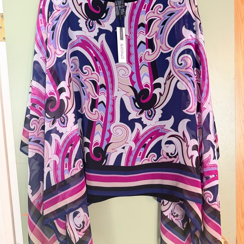Chico's Purple and Pink Paisley Poncho top